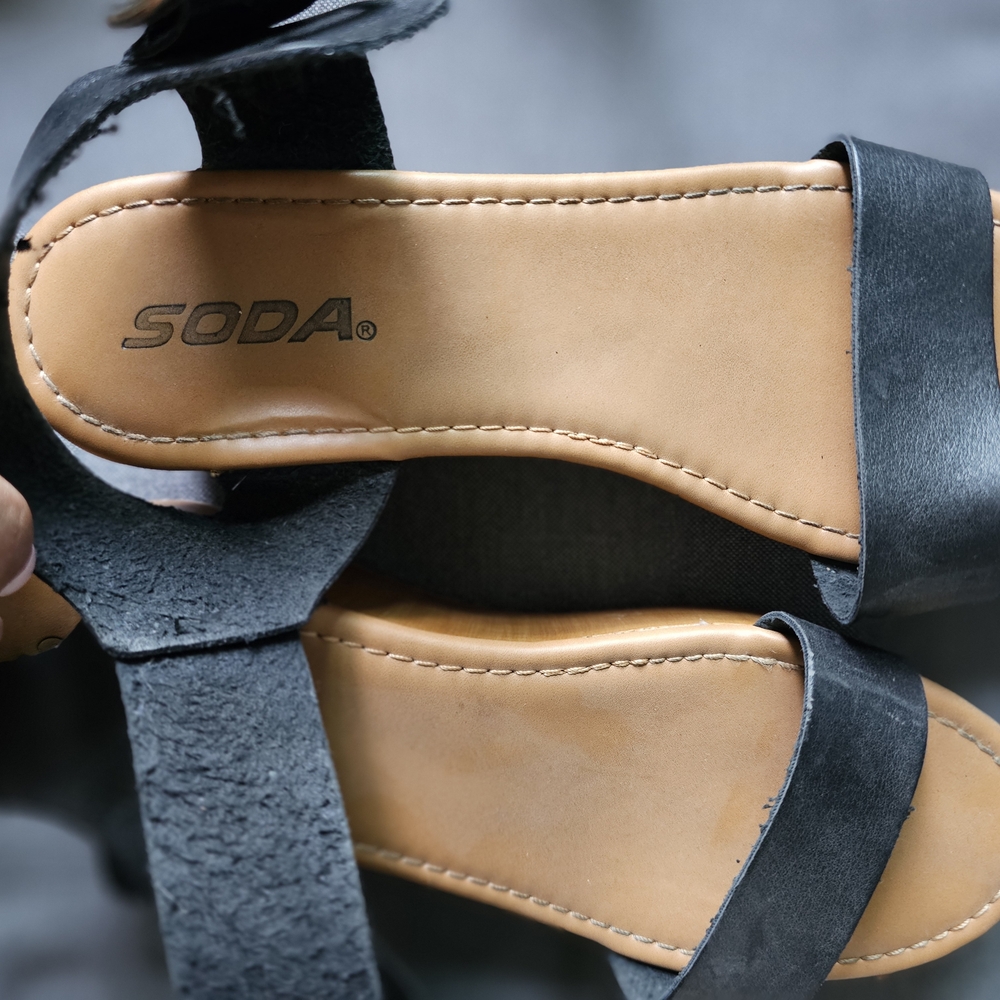 Soda Black Strappy Sandals